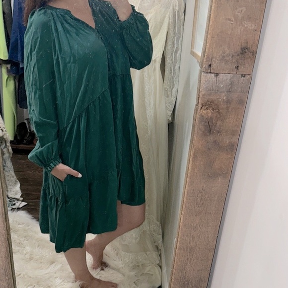 Terra & Sky Deep Green Long Sleeve Dress size 1X with pockets - Picture 4 of 8